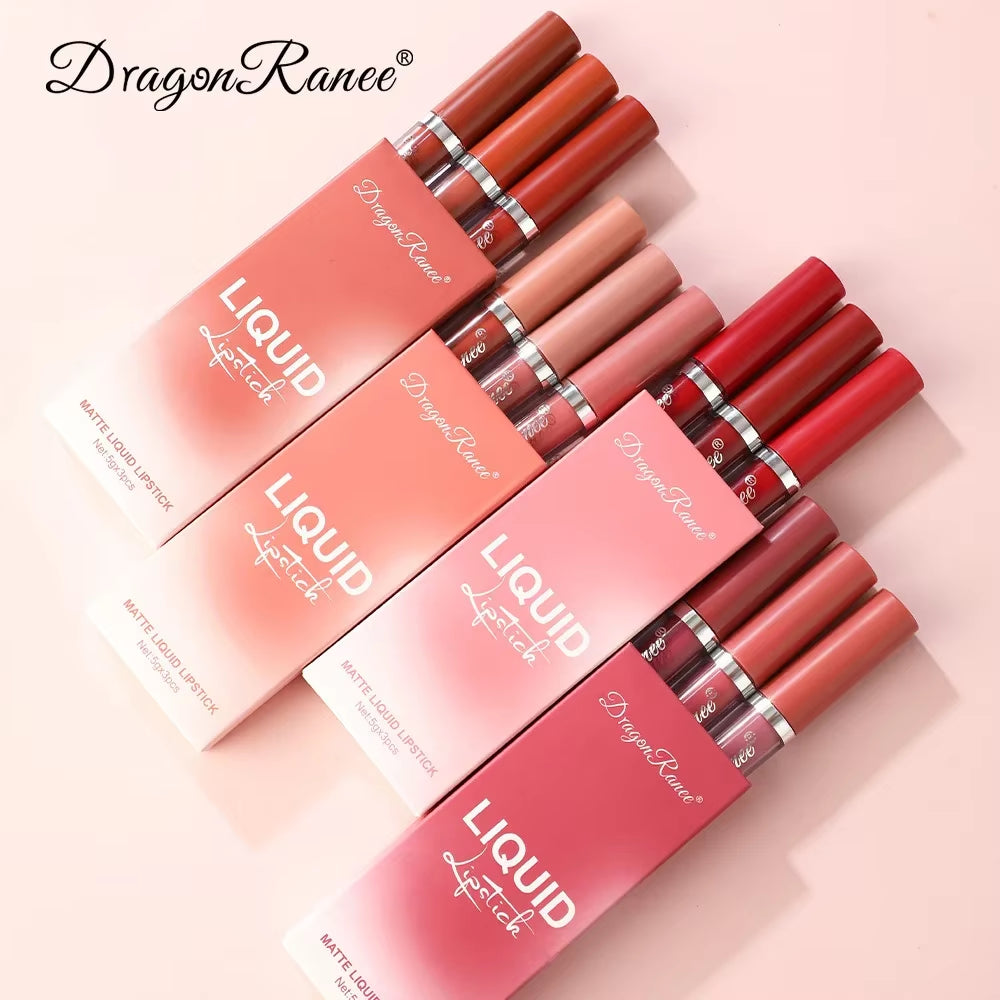 3 PCS Liquid Lipsticks Set Long Lasting Make up for Women Korean Beauty Cosmetics Matte Lipsticks Waterproof Long Lasting
