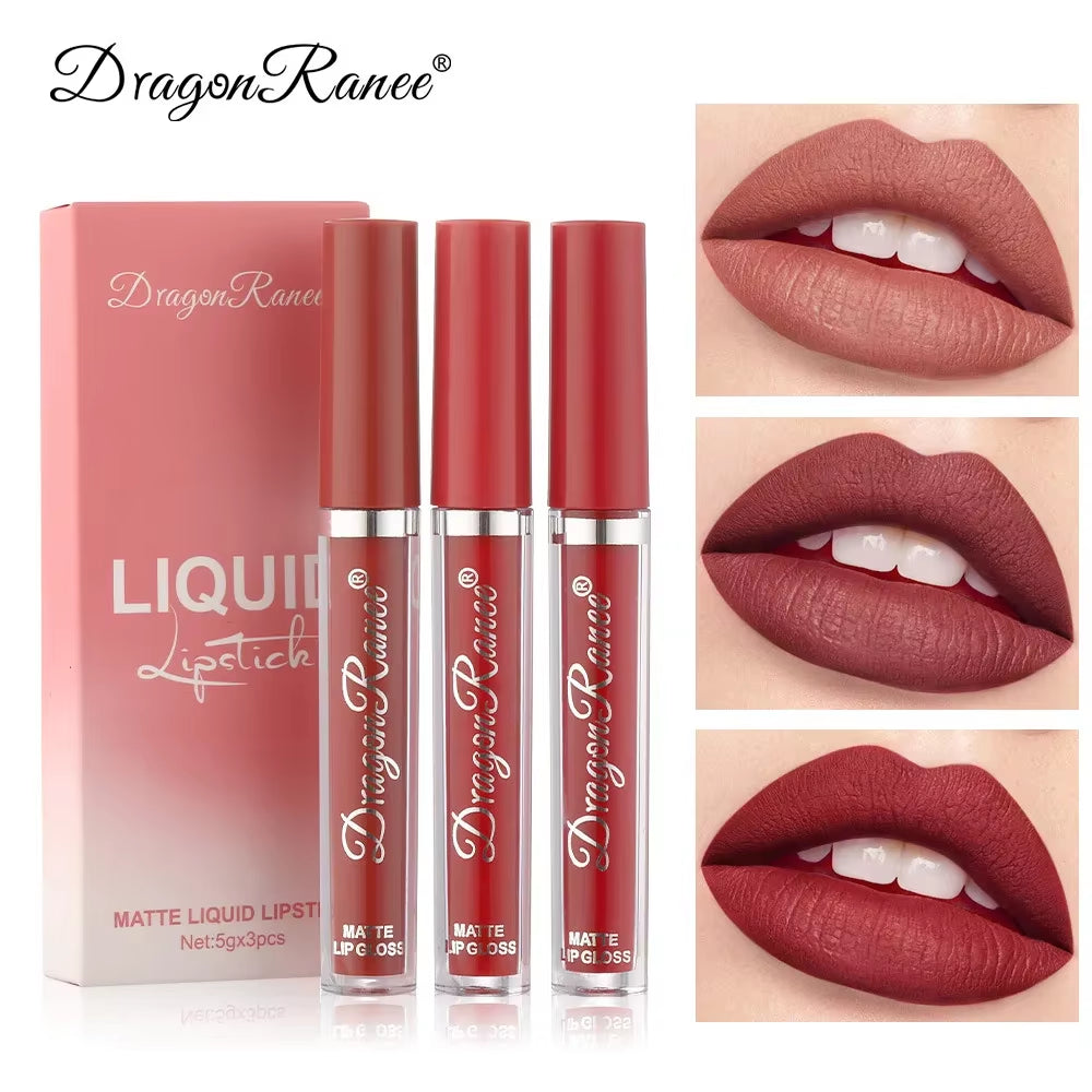 3 PCS Liquid Lipsticks Set Long Lasting Make up for Women Korean Beauty Cosmetics Matte Lipsticks Waterproof Long Lasting