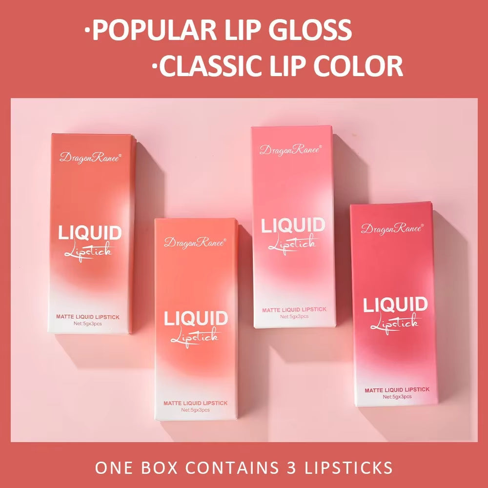 3 PCS Liquid Lipsticks Set Long Lasting Make up for Women Korean Beauty Cosmetics Matte Lipsticks Waterproof Long Lasting