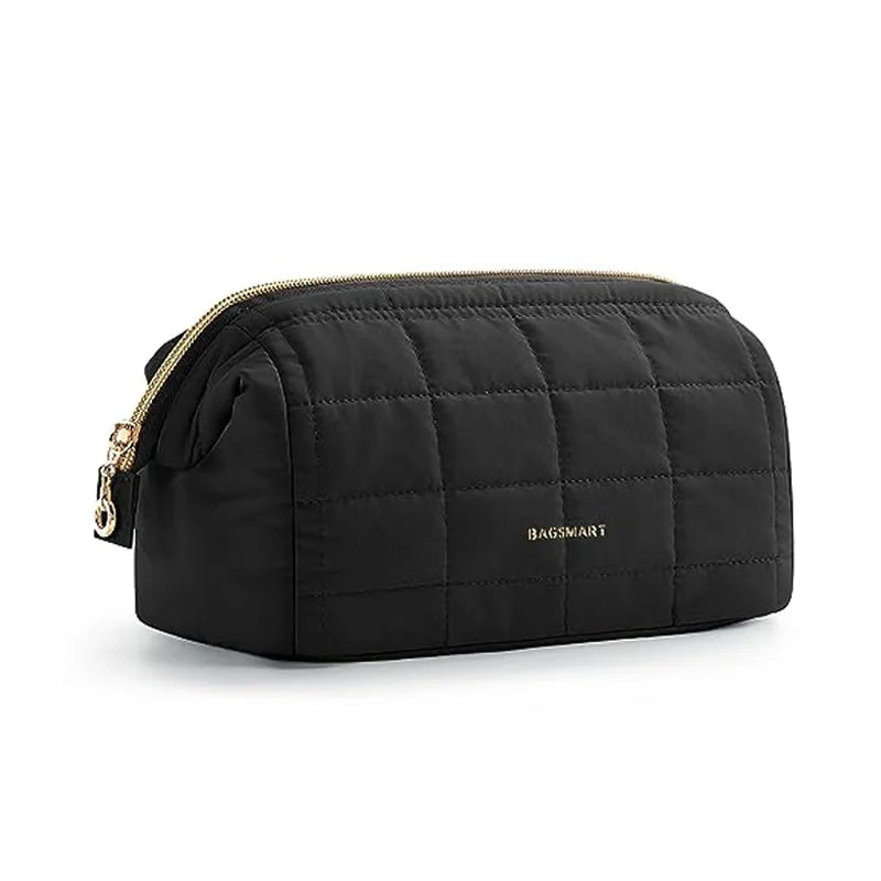 Travel Makeup Bag Cosmetic Bag for Purse Make up Brush Organizer Case for Women Large Wide-Open Portable Pouch