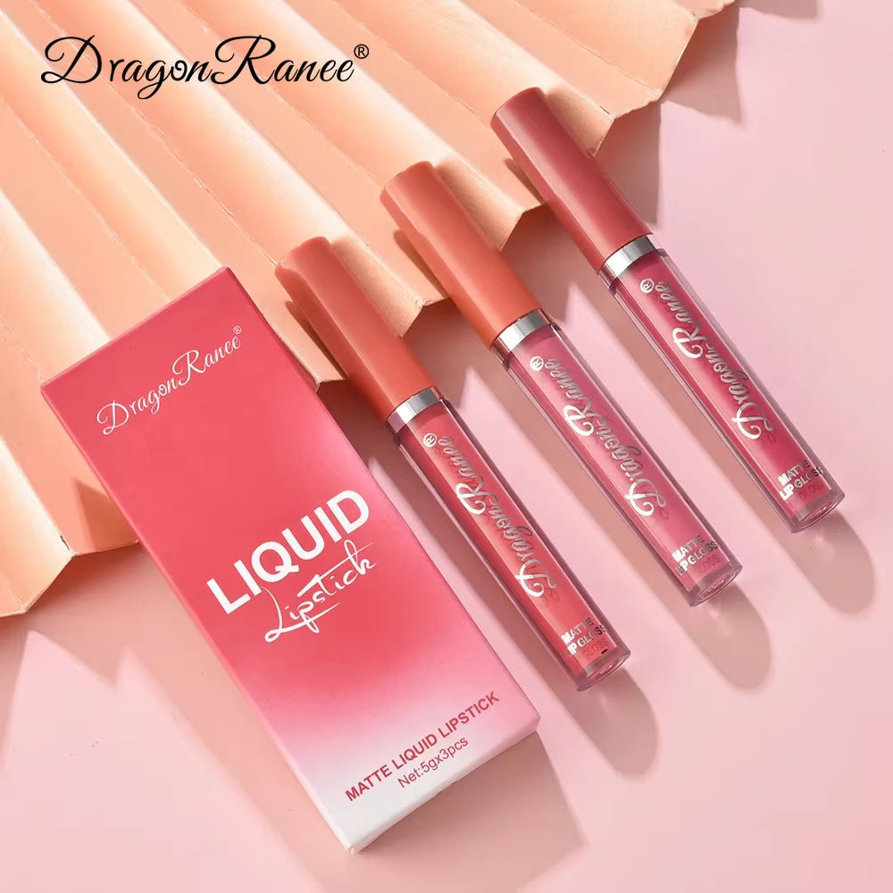 3 PCS Liquid Lipsticks Set Long Lasting Make up for Women Korean Beauty Cosmetics Matte Lipsticks Waterproof Long Lasting
