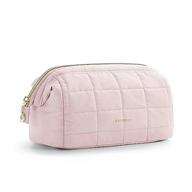 Travel Makeup Bag Cosmetic Bag for Purse Make up Brush Organizer Case for Women Large Wide-Open Portable Pouch